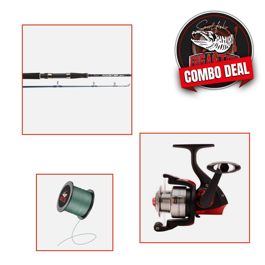 Juniorkit: Okuma Rodster Spin UFR 8ft 10-30g + Abu Garcia Cardinal 54FD, Haspel (inkl påspolad flätlina)