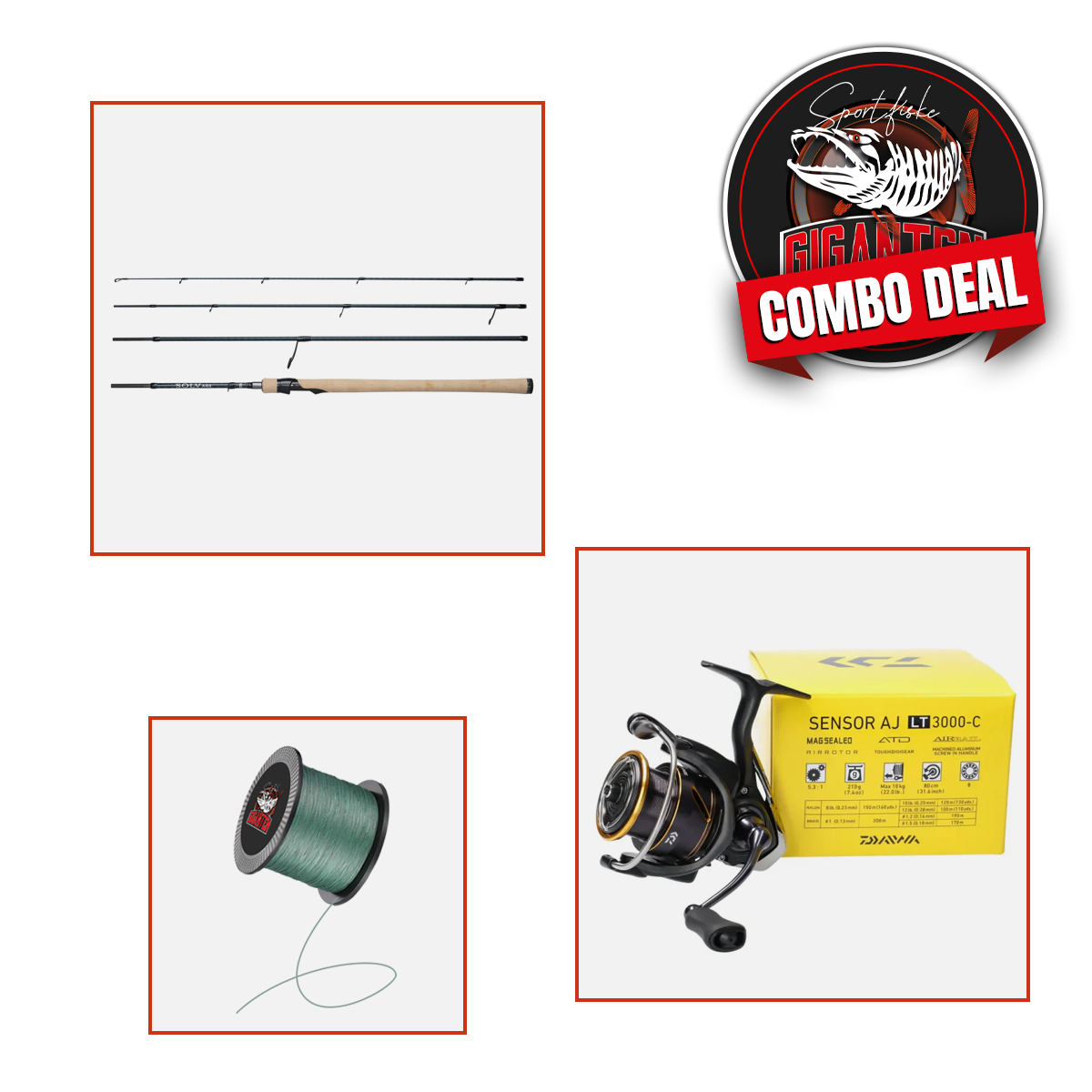 Havsöring- resecombo: Abu Garcia Sölv AG2 10ft 10-30g, 4-del + Daiwa Sensor AJ LT 3000-C, Haspel (inkl påspolad flätlina)