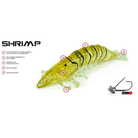 Molix Shrimp 6,35 cm, Inkl: WT Jig Head 4g